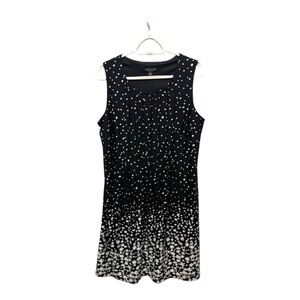 2/$20 -Perceptions of New York-Elegant Black & White Sleeveless Dress with Stars